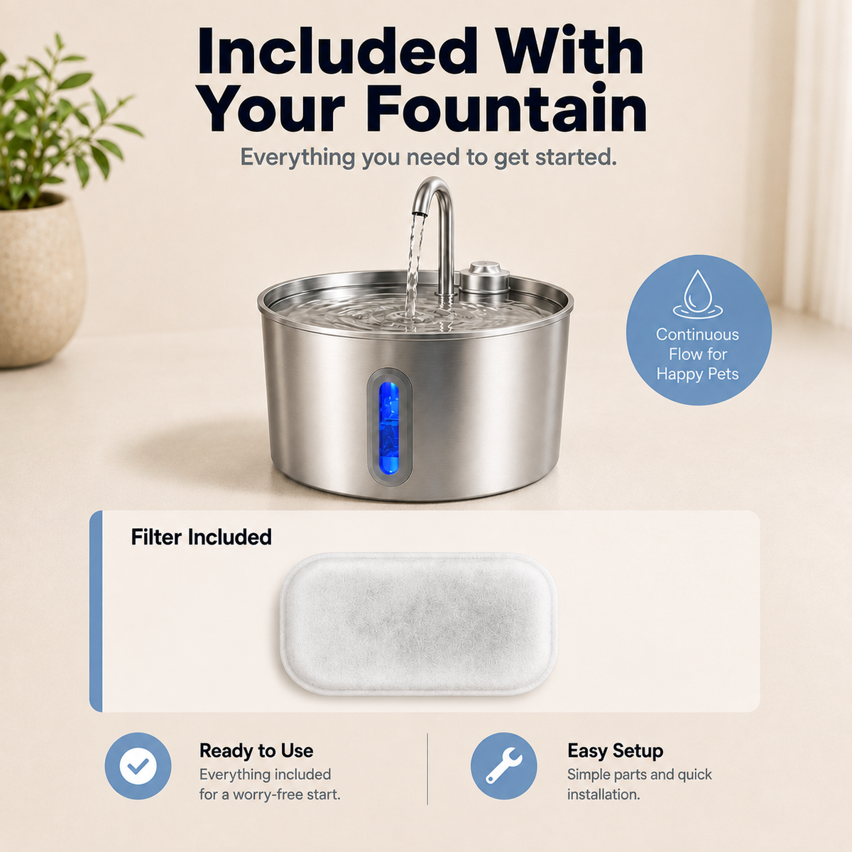 Stainless Steel Cat Water Fountain