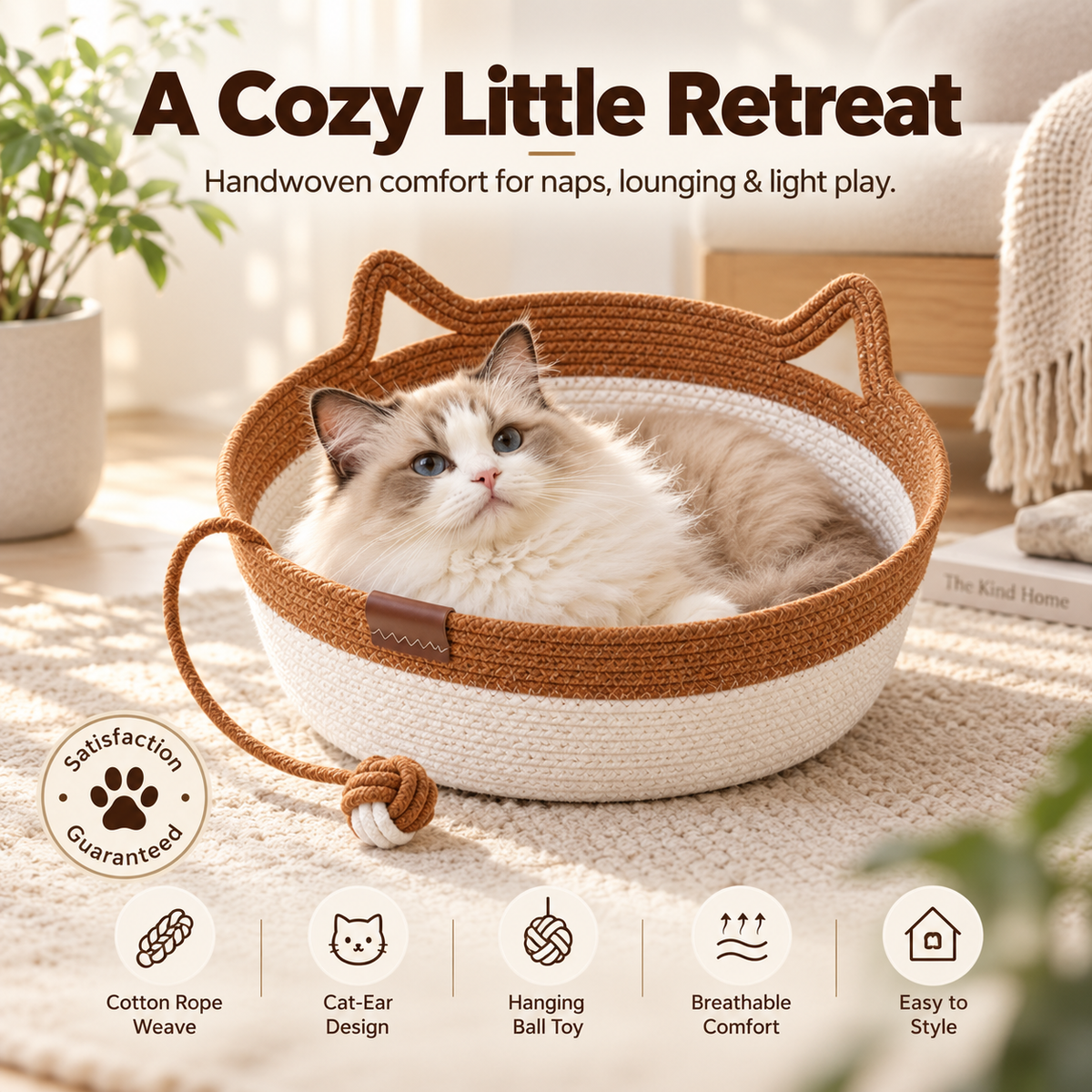 CozyNest™ Handwoven Cat Basket