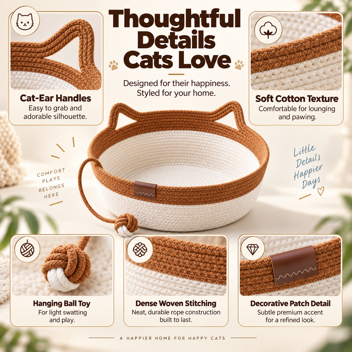 CozyNest™ Handwoven Cat Basket