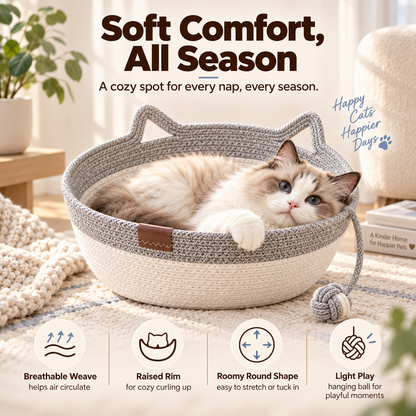 CozyNest™ Handwoven Cat Basket
