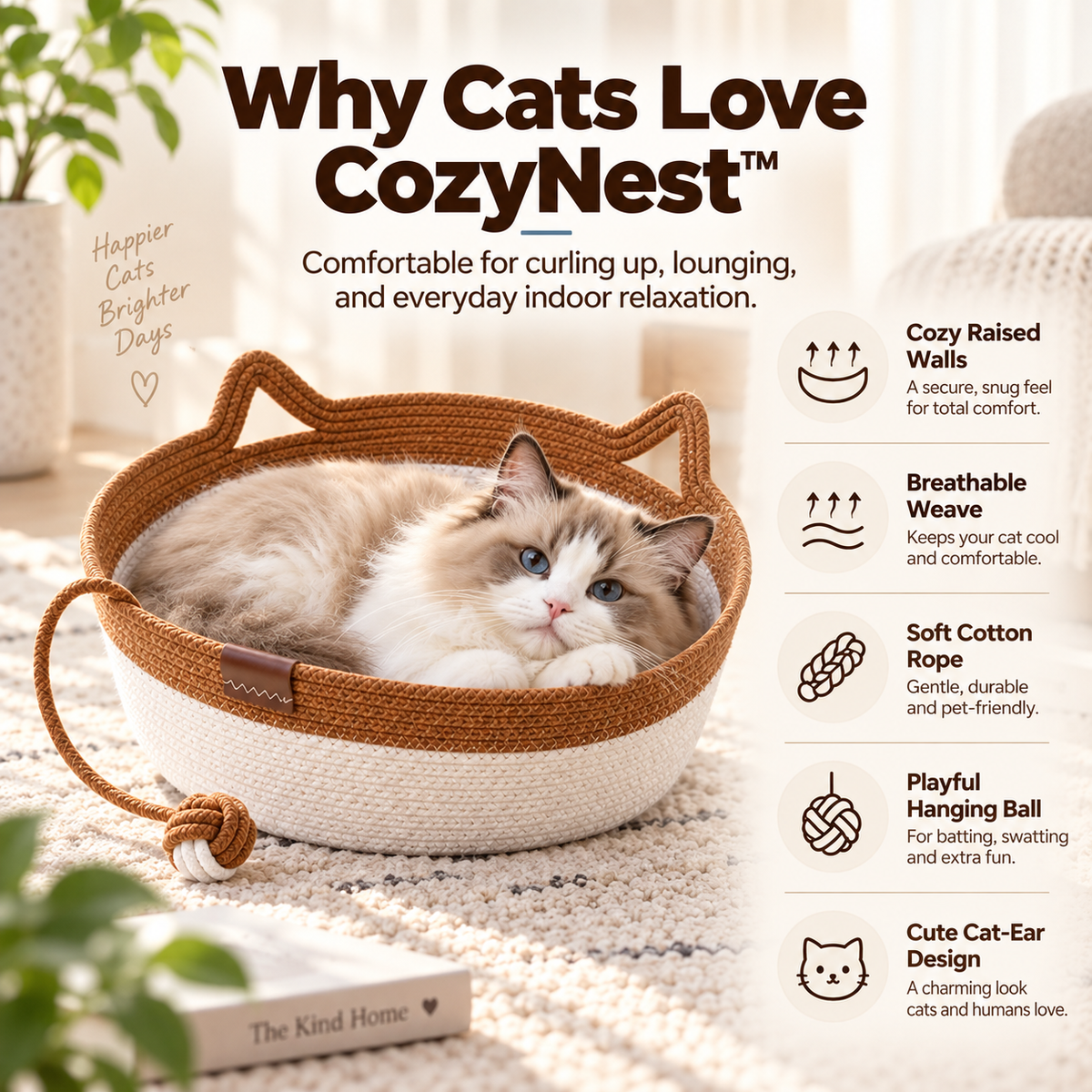 CozyNest™ Handwoven Cat Basket