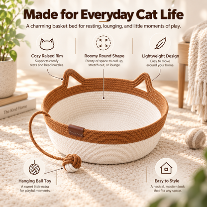CozyNest™ Handwoven Cat Basket