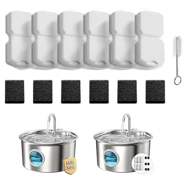 6/12 Cat Fountain Filters Sponges Set Replacement Compatible with ATMZIQXR&GIOTOHUN S11 Stainless Steel Pet Water Dispenser