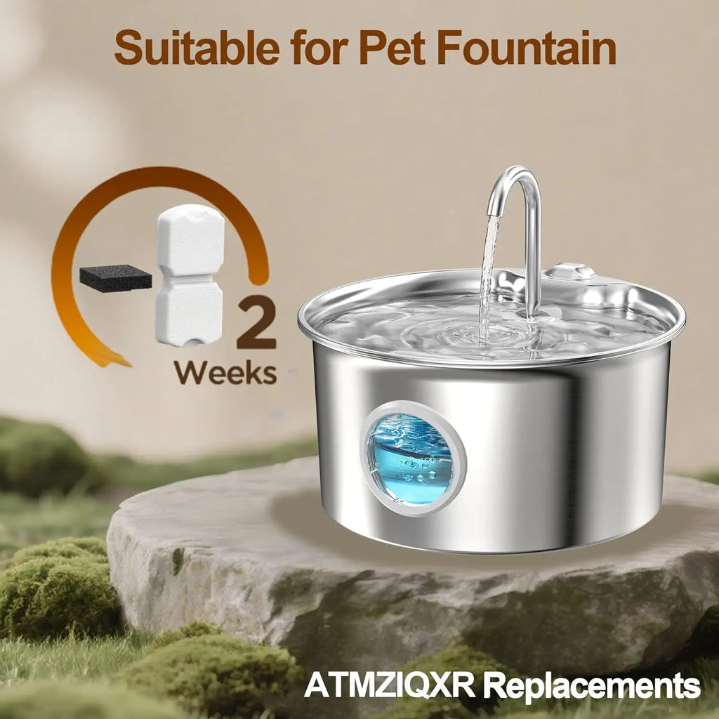 6/12 Cat Fountain Filters Sponges Set Replacement Compatible with ATMZIQXR&GIOTOHUN S11 Stainless Steel Pet Water Dispenser