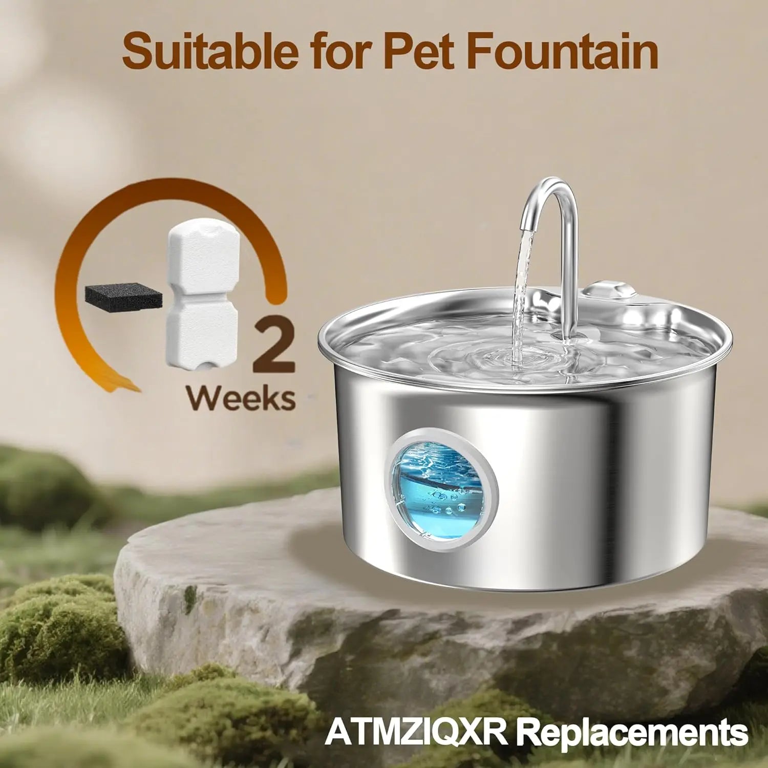 6/12 Cat Fountain Filters Sponges Set Replacement Compatible with ATMZIQXR&GIOTOHUN S11 Stainless Steel Pet Water Dispenser